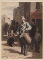 Honoré Daumier. Clown Playing a Drum, c.1865-7. Pen and black and grey ink, grey wash, watercolour, touches of gouache, 35.4 x 25.6 cm. The British Museum, London. Photograph © The Trustees of the British Museum.