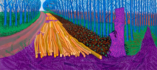 David Hockney. <em>Winter Timber</em>, 2009. Oil on 15 canvases, 274 x 609.6 cm. Private Collection. Copyright David Hockney. Photograph: Jonathan Wilkinson.