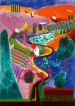 David Hockney. <em>Nichols Canyon</em>, 1980. Acrylic on canvas, 213.4 x 152.4 cm. Private collection. Copyright David Hockney.