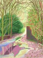David Hockney. <em>The Arrival of Spring in Woldgate, East Yorkshire in 2011 (twenty eleven) - 2 January.</em> iPad drawing printed on paper, 144.1 x 108 cm; one of a 52-part work. Courtesy of the artist. Copyright David Hockney.