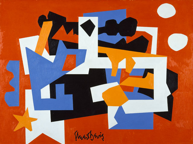 Stuart Davis. Colonial Cubism, 1954. Oil on canvas, 45 1/8 x 60 1/4 in (114.6 x 153 cm). Walker Art Center, Minneapolis; gift of the T. B. Walker Foundation, 1955. © Estate of Stuart Davis / Licensed by VAGA, New York, NY.