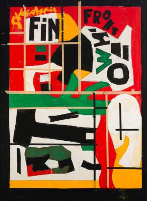 Stuart Davis. Fin, 1962–64. Casein and masking tape on canvas, 53 7/8 x 39 3/4 in (136.8 x 101 cm). Private collection. © Estate of Stuart Davis / Licensed by VAGA, New York, NY.