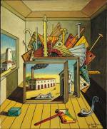 Giorgio de Chirico. Metaphysical Interior with Factory, 1969. Oil on canvas. 64.5 x 53.5 cm. Fondazione Giorgio e Isa de Chirico, Rome.