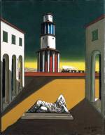 Giorgio de Chirico. Piazza d'Italia, 1972. Oil on canvas 50 x 40 cm. Private collection.