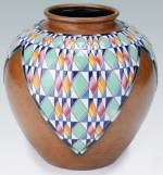 Ando Jubei (1876–1953). <em>Cloisonné Vase with Diamond Patterns</em>, 1930s. Enamel on metal, 11 × 10 in. This exhibition is organised and circulated by Art Services International, Alexandria, Virginia.