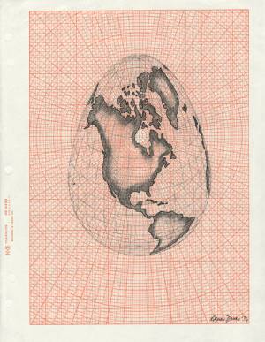 Agnes Denes. Isometric Systems in Isotropic Space – Map Projections: The Egg, 1974–76.
Collection of Agnes Gund, New York.