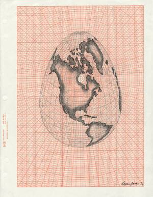 Agnes Denes. Isometric Systems in Isotropic Space – Map Projections: The Egg, 1974–76.
Collection of Agnes Gund, New York.