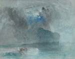 Joseph Mallord William Turner (1775-1851). On Lake Lucerne, looking towards Fluelen, 1841(?). Watercolour, with scraping out and marks made with the thumb, over graphite on wove paper, 223 x 283 mm. The Courtauld Gallery.