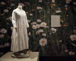 Reproduction of Emily Dickinson's white dress. 
        Circa 1878-82, Emily Dickinson Museum Collection. 
      Original, Amherst History Museum collection.