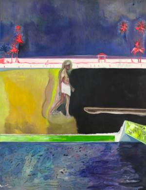 Peter Doig. Walking Figure by Pool, 2011. Oil on linen, 260 x 200 cm.