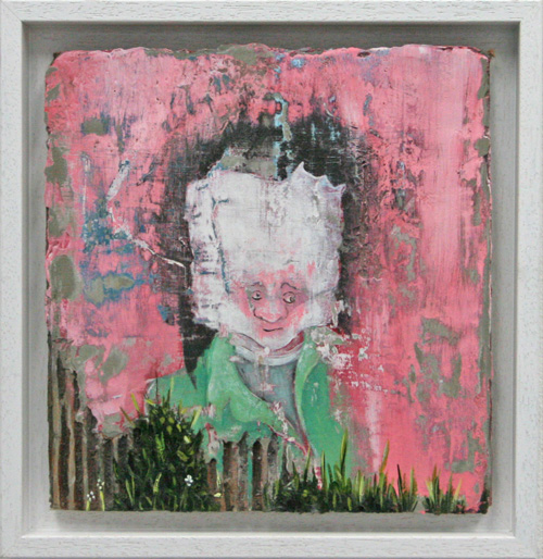 Miranda Donovan. Diary of My Other Self, Oct 12th 2014. Acrylic and mixed media on cardboard, 24 x 23.5 cm (inc frame).