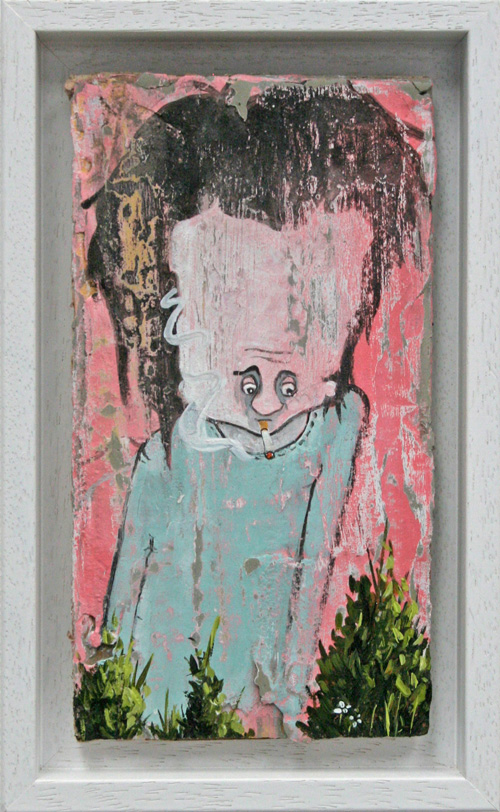Miranda Donovan. Diary of My Other Self, Oct 21st 2014. Acrylic and mixed media on cardboard, 23.5 x 14.5 cm (inc frame).