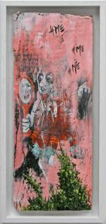 Miranda Donovan. Diary of My Other Self, Oct 23rd 2014. Acrylic and mixed media on cardboard, 39 x 18 cm (inc frame).