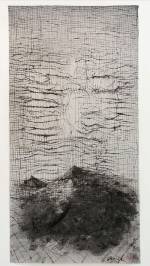 Kate Downie. Metal Fatigue, 2012-13. Ink on Xuan Paper, 240 x 120 cm. Copyright the artist. Photograph: Michael Wolchover.