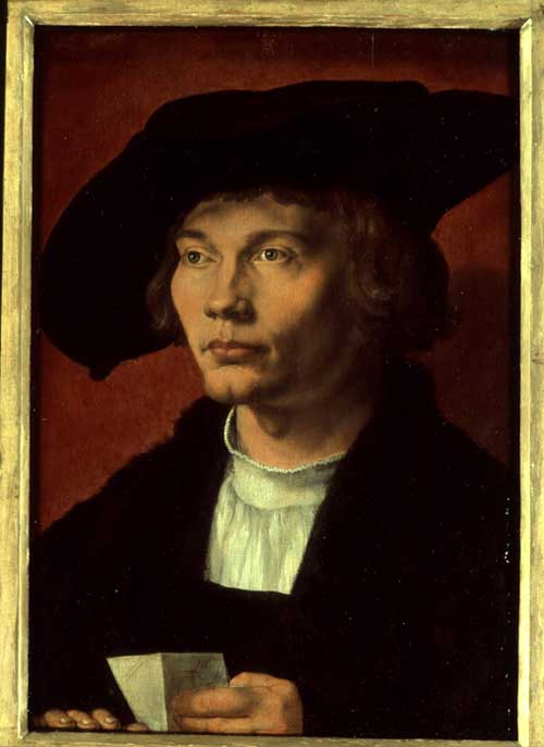 Albrecht Durer, <i>Portrait of Bernhard von Reesen</i>, 1521. Oil on oak panel. 45.5 x 31.5 cm. Photo: Hans-Peter Klut© Gemaldegalerie Alte Meister, Staatliche Kunstsammlungen, Dresden