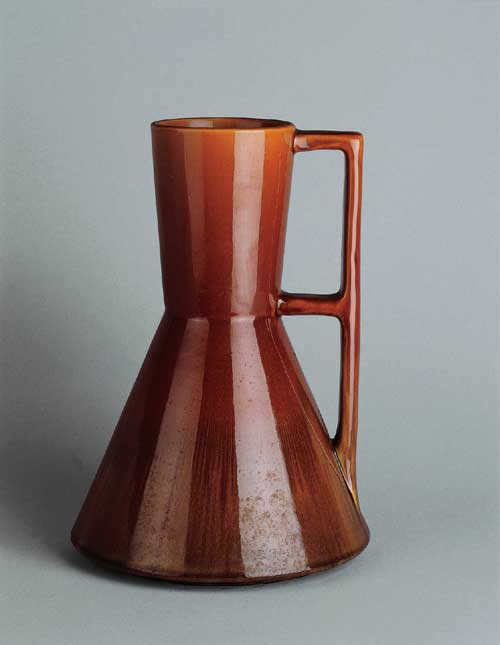 JUG, model no. 551 designed by Christopher Dresser. Manufactured by Linthorpe 
        Art Pottery Yorkshire, England, ca. 1880 Glazed earthenware. Lent by The 
        Birkenhead Collection. Photo: © 2001 Michael Whiteway