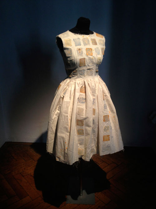 Anna Dumitriu. The VRSA Dress, 2013. Installation view at Kapelica Gallery, Ljubljana. Photograph: Anna Dumitriu.