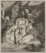 Édouard Manet. Dead Christ with Angels, 1866–67. Etching and aquatint printed in brown ink on beige China paper Jansma Collection, Grand Rapids Art Museum, 2010.12