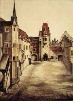 Dürer (1471-1528) <i>Courtyard of Innsbruck Castle</i>, c.1494-5, drawing. © Albertina, Vienna