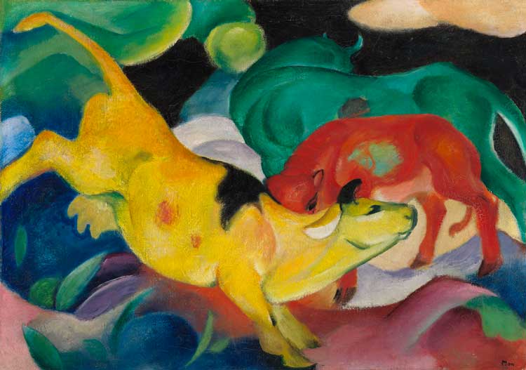 Franz Marc. Cows, Red, Green, Yellow, 1911. Lenbachhaus Munich.
