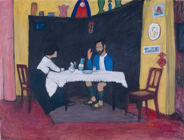 Gabriele Münter. Kandinsky and Erma Bossi at the Table, 1912. Lenbachhaus Munich, Donation Gabriele Münter © DACS 2024.