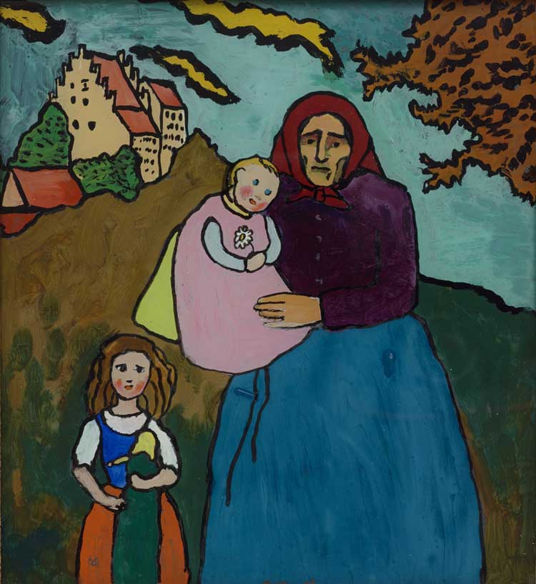 Gabriele Münter. Murnau Farmer’s Wife with Children, 1909–1910. Lenbachhaus Munich, Donation of Gabriele Münter, 1957 © DACS 2024.