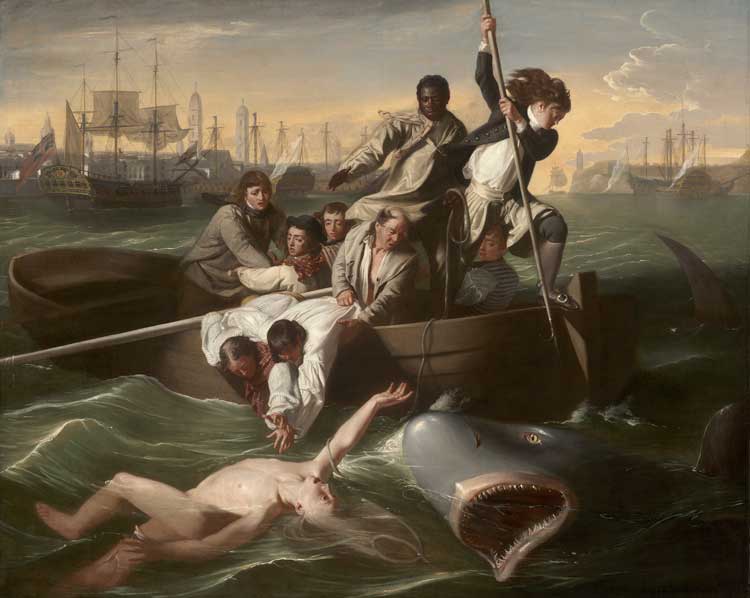 John Singleton Copley, Watson and the Shark, 1778. Oil on canvas, 183.5 x 229.6 cm. Museum of Fine Arts (MFA), Boston. Photograph © 2023 Museum of Fine Arts, Boston.
