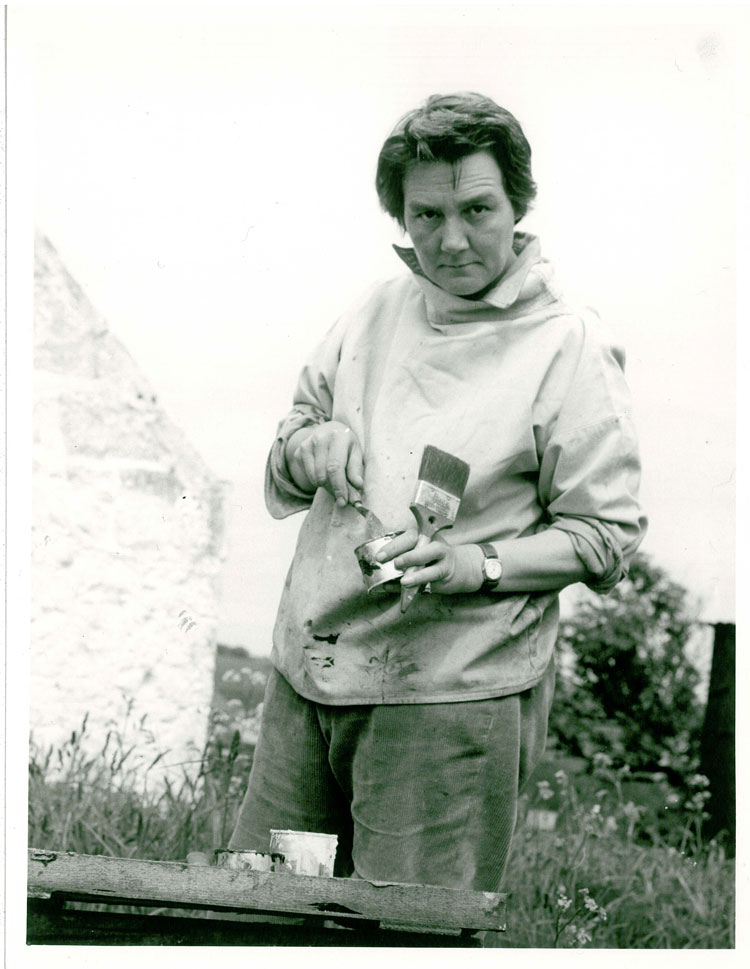 Joan Eardley in Catterline, 1961. Photograph by Audrey Walker.