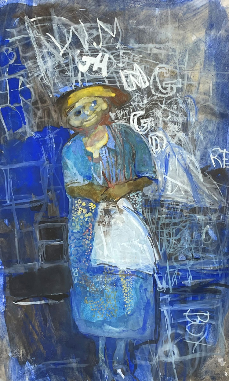 Joan Eardley. Girl and Chalked Wall. Gouache, 46.5 x 28.5 cm. Courtesy of artist's estate.