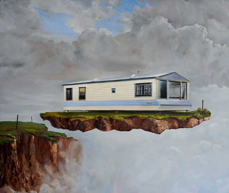 Julian Perry, Sea View Caravans, 2009. Oil on panel, 46 x 34.5 cm. Copyright and courtesy the artist.