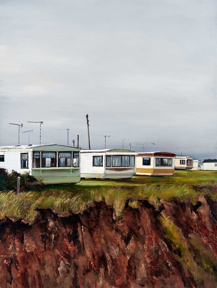 Julian Perry, Sea View Caravans, 2009. Oil on panel, 46 x 34.5 cm. © and courtesy the artist.