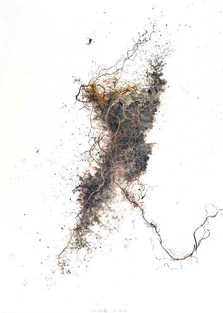 Michael Porter, Dirt series 12-07-21. Gouache on heritage paper, 45 x 32 cm. Copyright M Porter.