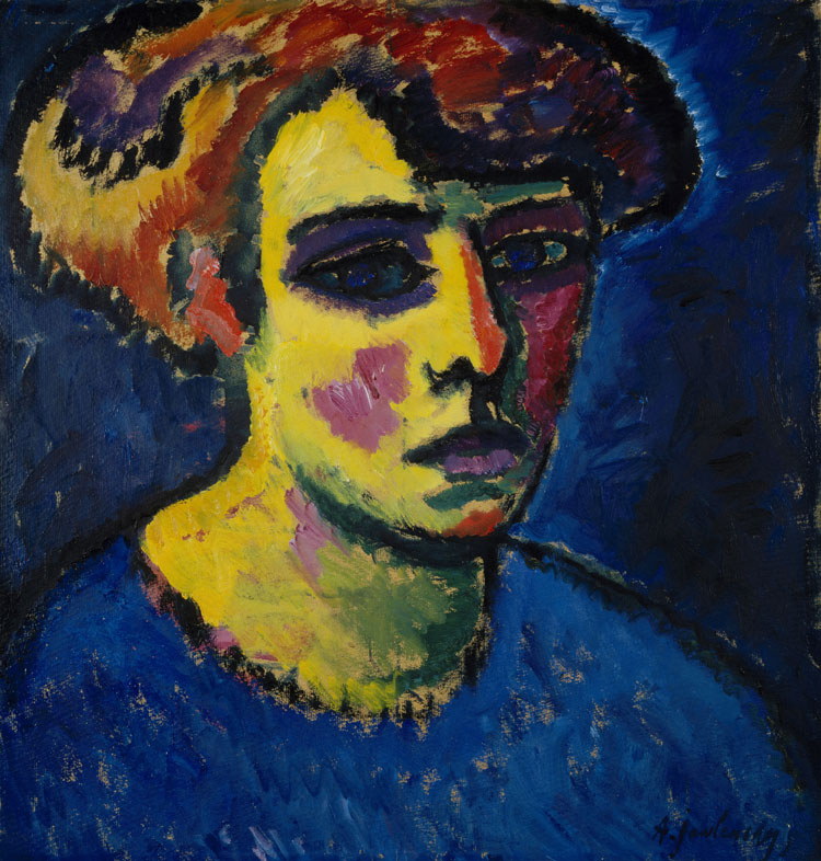 Alexej Von Jawlensky. Frauenkopf [Head of a Woman], c1911. Oil on millboard laid on plywood, 52.2 x 50.2 cm. National Galleries of Scotland. Photo: Antonia Reeve.