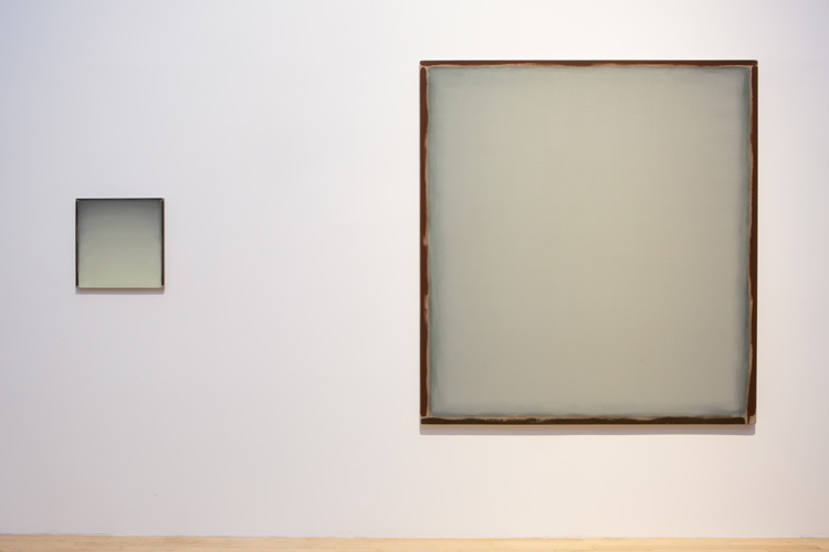 William McKeown. Untitled, 2009-10. Oil on linen; Untitled, 2008. Oil on linen. Installation view, The Extended Mind, 2019. Image courtesy Talbot Rice Gallery, The University of Edinburgh.