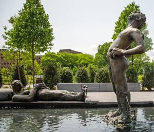 Eisenman’s Groupings of Works from Fountain, three sculptures joyfully spouting or spitting water into the air in sparkling arcs, were unveiled last month at the Fenway in Boston. The extreme likability of these oversized creatures is sure to make them crowd pleasers