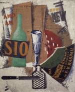 Ardent Soffici. Watermelon and Liqueurs, 1914. Mixed media and collage on card, 64.6 x 54 cm. Courtesy: Pinacoteca di Brera, Milan.