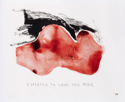 Louise Bourgeois and Tracey Emin. I wanted to love you more, 2009–2010. Archival dyes printed on cloth, 76.2 x 61  cm (30 x 24 in). Printed by Dye-namix, New York. © Louise Bourgeois Trust and Tracey Emin. Courtesy Carolina Nitsch Contemporary Art and Hauser & Wirth.