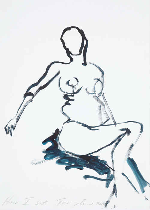 Tracey Emin. How I sat, 2014. Gouache on paper, 35.4 × 25.3 cm. Private collection, London. © Bildrecht, Vienna 2015.