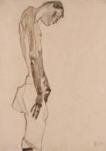 Egon Schiele. Standing Youth, Head Inclined, 1910. Watercolour and pencil on paper, 45.6 × 32 cm. Leopold, Private collection.