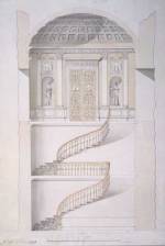 Cross-section of the staircase in the Agate Pavilion at Tsarskoye Selo. By Charles Cameron (c1743-c1812), Scottish, c1780. Pen and ink with wash and watercolour on paper.

One of Charles Cameron's masterpieces was the staircase which joined the Agate Pavilion and the Cold Baths at Tsarskoye Selo. Cat No. 101.