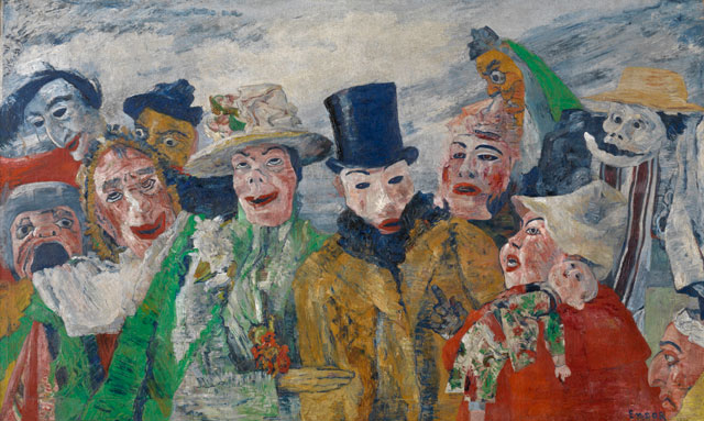 James Ensor. The Intrigue, 1890. Oil on canvas, 90 x 149 cm. Antwerp, Koninklijk Museum voor Schone Kunsten. Photograph: KMSKA © www.lukasweb.be - Art in Flanders vzw. Photograph: Hugo Maertens / © DACS 2016.