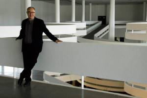 Charles Esche in the São Paulo Biennial Pavilion. Photograph: Sofia Colucci. Courtesy of Fundação Bienal de São Paulo.