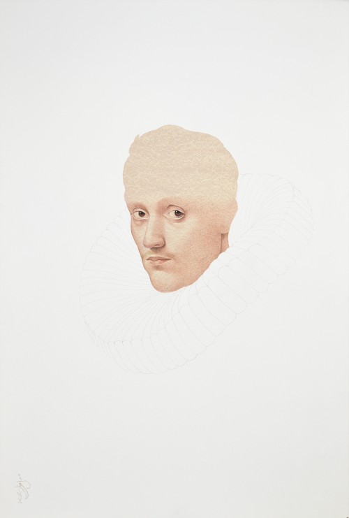 Irfan Hasan. Self-Portrait after Peter Paul Rubens, 2014. Opaque watercolour on paper, 23 x 15 in (58.4 x 38.1 in). Courtesy of the artist.