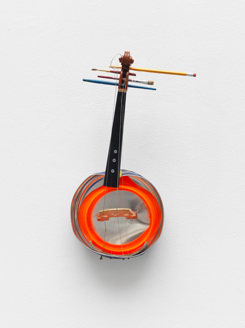 Tamar Ettun. Cookie Violin, 2014. Mixed media, 17 x 7 x 4 in.