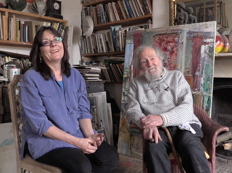 Anthony Eyton RA and his sculptor daughter Jane talking to Studio International, London, 17 March 2016. Photograph: William Kennedy.