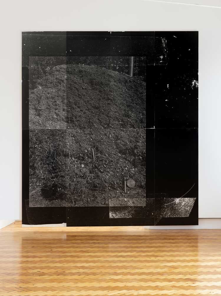 Nat Faulkner, Aqua Fortis, 2026. Silver gelatin print on plywood panels, aluminium tape. Installation view, Nat Faulkner: Strong water, Camden Art Centre, London. Courtesy of the artist and Brunette Coleman. Photo: Rob Harris.