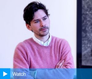 Nat Faulkner talking to Studio International about Strong water, his exhibition at Camden Art Centre, London. Photo: Martin Kennedy.