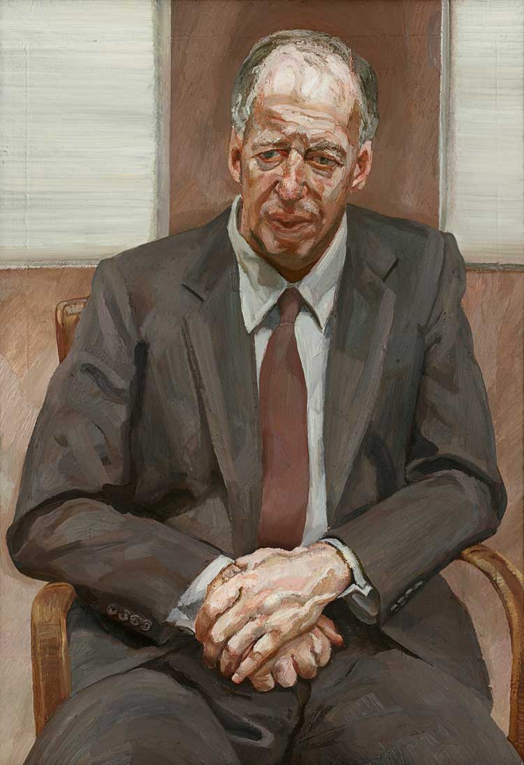 Lucian Freud. Jacob Rothschild, 4th Baron Rothschild (Man in a Chair), 1989. Oil on canvas, 114.3 x 79.7 cm. Rothschild Foundation. © The Lucian Freud Archive. All Rights Reserved 2022 / Bridgeman Images.