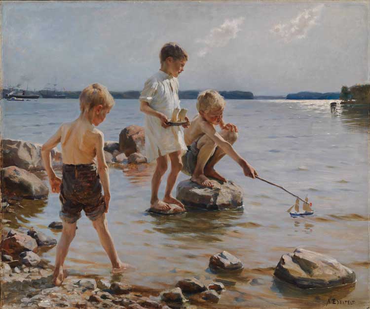 Albert Edelfelt, Boys Playing on the Shore, 1884. Oil on canvas. Helsinki, Ateneum Art Museum, Finnish National Gallery Collection Ahlström. © Finnish National Gallery / Hannu Aaltonen.