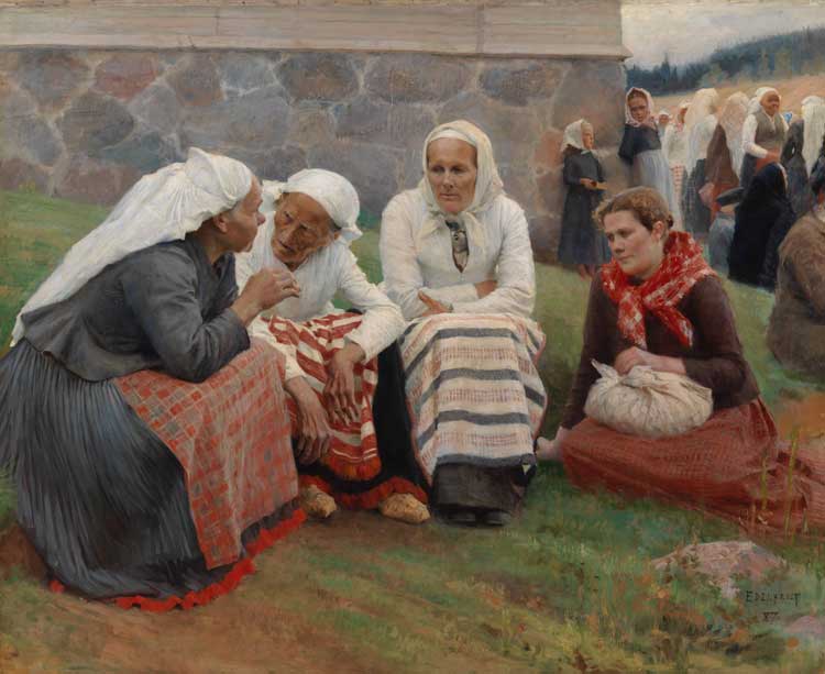 Albert Edelfelt, Outside the Church at Ruokolahti, Finlande, 1887. Oil on canvas. Helsinki, Ateneum Art Museum, Finnish National Gallery © Finnish National Gallery / Hannu Pakarinen.